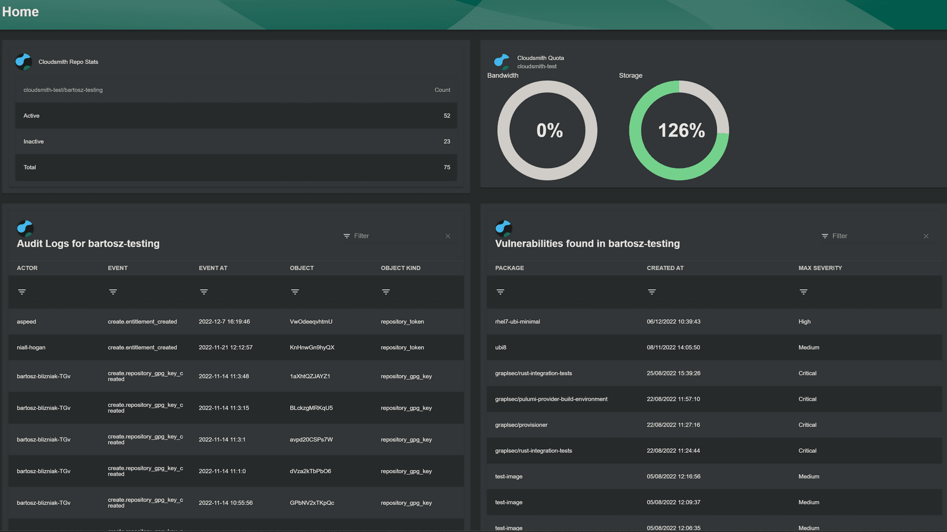 A screenshot of Cloudsmith plugin showing 4 components in more detail.